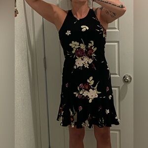 Leith Black and Pink Ruffled Mini Sundress